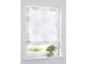 4016478094515 - Raffrollo KUTTI Bella Gr 2 rosa (grau rosé weiß) B60cm H140cm Obermaterial 65% Baumwolle 35% Polyester Raffrollos weiß halbtransparent Ausbrenner bedruckt mit Edelstahlhaken