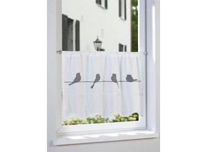 4016478102579 - Querbehang HEINE HOME Gr 2 grau (weiß grau) Gardinen 60cm Stangendurchzug Stangendurchzug 80cm Baumwolle B80cm H60cm