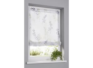 4016478105877 - Raffrollo KUTTI Danny Gr 2 grün (grau grün sanftes weiß) B60cm H140cm Obermaterial 100% Polyester Raffrollos bedruckt Montage ohne Bohren Fensterhaken inklusive