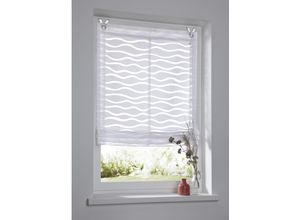 4016478106102 - Raffrollo KUTTI Enya Gr 1 weiß B45cm H140cm Ausbrenner Obermaterial 65% Baumwolle 35% Polyester Raffrollos Montage ohne Bohren incl Fensterhaken