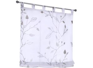 4016478154714 - Raffrollo KUTTI Bonnie Gr 2 grau (grau taupe sanftes weiß) B60cm H140cm Obermaterial 100% Polyester Raffrollos halbtransparent Polyester Schlaufen