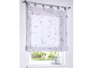 4016478154721 - Raffrollo HEINE HOME Raffrollos Gr 140 cm Schlaufen 80 cm grau (offwhite taupe) Raffrollos halbtransparent