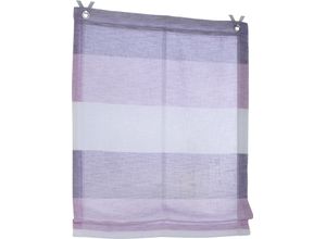 4016478974725 - Raffrollo KUTTI Marit Gr 3 bunt (lila creme rosa) B80cm H120cm Obermaterial 100% Polyester Raffrollos halbtransparent Polyester Hakenaufhängung