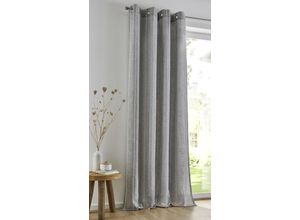 4016478977979 - Vorhang KUTTI Raya Gr 3 grau (grau sanftes weiß) B130cm H225cm Leinenstruktur Polyester Gardinen mit praktischen Ösen blickdicht und abdunkelnd Topseller