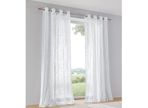 4016478979034 - Vorhang KUTTI Jasmin Vorhang weiß B135cm H245cm Polyester Gardinen halbtransparent leicht und luftig bestickt