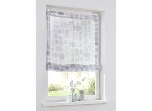 4016478979362 - Raffrollo KUTTI Glen Gr 2 grau (grau sanftes weiß taupe) B60cm H140cm Obermaterial 100% Polyester Raffrollos Montage ohne Bohren mit Edelstahlhaken Aquarell Design
