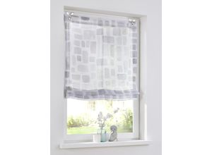 4016478979379 - Raffrollo HEINE HOME Raffrollos Gr 140 cm Ösen 80 cm weiß (offwhite grau taupe) Raffrollos halbtransparent