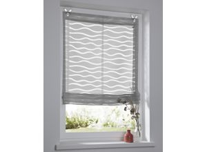 4016478979539 - Raffrollo KUTTI Enya Gr 1 grau B45cm H140cm Ausbrenner Obermaterial 65% Baumwolle 35% Polyester Raffrollos Montage ohne Bohren incl Fensterhaken