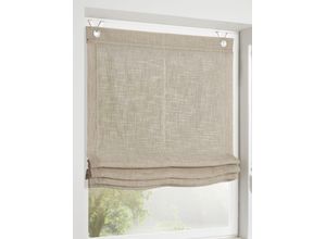 4016478981136 - Raffrollo HEINE HOME Raffrollos Gr 140 cm Hakenaufhängung 80 cm grau (taupe) Raffrollos halbtransparent