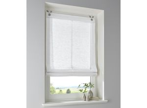 4016478985011 - Raffrollo KUTTI Brondby Gr 2 weiß B60cm H140cm Obermaterial 100% Polyester Raffrollos Leinenoptik lichtfilternd Edelstahlhaken
