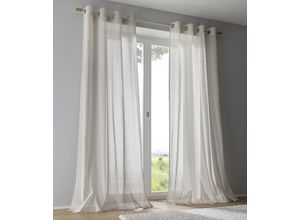 4016478985127 - Vorhang KUTTI Brondby Gr 1 grau (taupe) B135cm H145cm Leinenstruktur Polyester Gardinen Landhausgardine Leinenoptik Natur