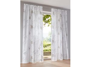 4016478986025 - Vorhang KUTTI Dandelion Gr 3 grau (taupe weiß beige) B140cm H225cm Baumwolloptik Baumwolle Polyester Gardinen Gardine halbtransparent Ausbrenner Baumwolle-Polyester bedruckt