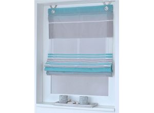 4016478992514 - Raffrollo HEINE HOME Raffrollos Gr 130 cm Ösen 100 cm blau (türkis) Raffrollos transparent