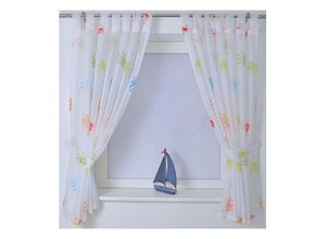 4016478997281 - Gardine »Hände« (1 St) mit einem Raffhalter Kindergardine bedruckt bunt