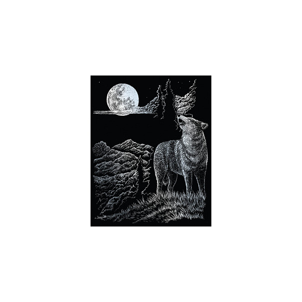 4016490819943 - Kratzbild Wolf & Mond silber 4016490819943 