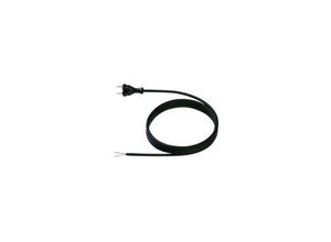 4016514001903 - Netzanschlussleitung 5m 2x1qmm Gummi sw Aderendh Konturenstecker 0-70°C 250V 246176 - Bachmann