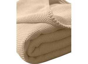 4016765202609 - Tagesdecke KNEER La Diva Tagesdecken Gr B L 220 cm x 240 cm beige (sand) Tagesdecken Tagesdecke aus Waffelpiqué STANDARD 100 by OEKO-TEX zertifiziert