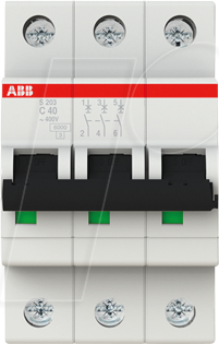 4016779468404 - Leitungsschutzschalter ac c 40A 3p 400V 6kA 3TE 50Hz Zusatzeinrichtungen möglich S203-C40 - ABB