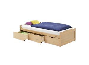 4016787071474 - - Bett mit Stauraum mia 90x200 cm Kiefer in buchefarben