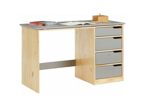 4016787072440 - - Kinderschreibtisch emma aus Kiefer massiv in natur grau neigungsverstellbar