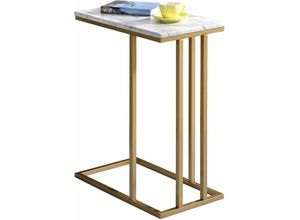 4016787138375 - - Beistelltisch carlota rechteckig gold Marmor weiß