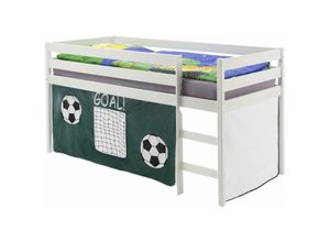 4016787708820 - IDIMEX Hochbett ERIK in weiß mit Vorhang Fussball