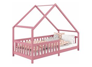 4016787713534 - - Hausbett cora in 90 x 200 cm aus massiver Kiefer mit Rausfallschutz in rosa