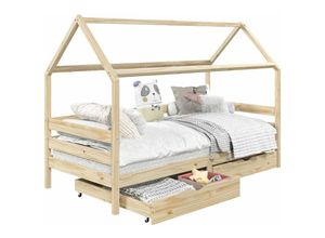 4016787713909 - Hausbett clia in 90 x 200 cm aus massiver Kiefer mit 2 Schubalden in natur