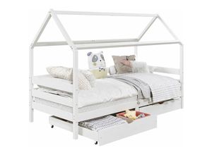 4016787713916 - - Hausbett clia in 90 x 200 cm aus massiver Kiefer mit 2 Schubladen in weiß