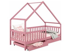 4016787714036 - Hausbett alva in 90 x 200 cm aus massiver Kiefer mit Schubladen in rosa