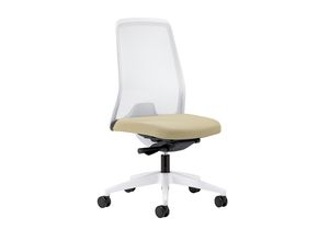 4016849556451 - interstuhl Operator-Drehstuhl EVERY Netz-Rückenlehne weiß Gestell weiß mit weichen Rollen beige Sitztiefe 430 mm