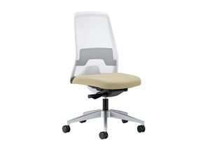 4016849556512 - interstuhl Operator-Drehstuhl EVERY Netz-Rückenlehne weiß Gestell brillantsilber mit harten Rollen beige Sitztiefe 430 mm