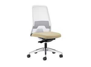 4016849556635 - interstuhl Operator-Drehstuhl EVERY Netz-Rückenlehne weiß Gestell poliert mit harten Rollen beige Sitztiefe 430 mm