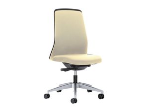 4016849557236 - interstuhl Operator-Drehstuhl EVERY Chillback-Rückenlehne schwarz Gestell brillantsilber mit harten Rollen beige Sitztiefe 430 mm