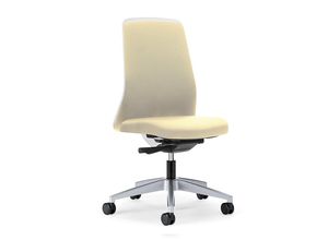 4016849558028 - interstuhl Operator-Drehstuhl EVERY Chillback-Rückenlehne weiß Gestell brillantsilber mit weichen Rollen beige Sitztiefe 430 mm