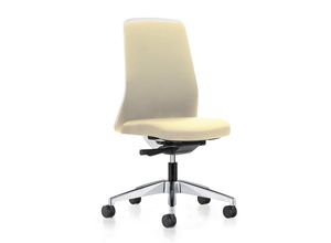 4016849558080 - interstuhl Operator-Drehstuhl EVERY Chillback-Rückenlehne weiß Gestell poliert mit harten Rollen beige Sitztiefe 430 mm