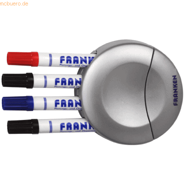 4016946187152 - FRANKEN Markerhalter für 4 Marker inkl Tafelwischer magnethaftend rund grau Kunststoff (Z1928) 4016946187152 - FRANKEN Markerhalter für 4 Marker inkl Tafelwischer magnethaftend rund grau Kunststoff (Z1928)