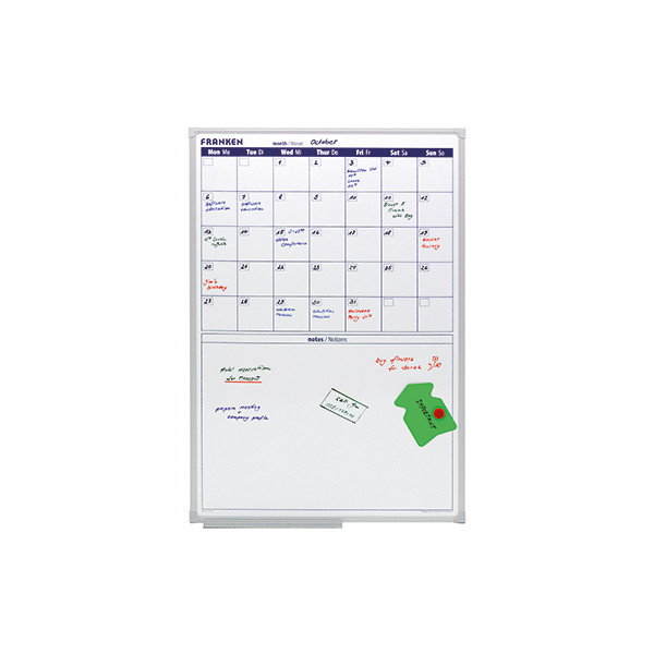 4016946191265 - Kalender X-tra!Line VO-18 Monatsübersicht mit Notizfeld magnethaftend Ablageschale B 600 x H 900 mm Stahl & Aluminium weiß