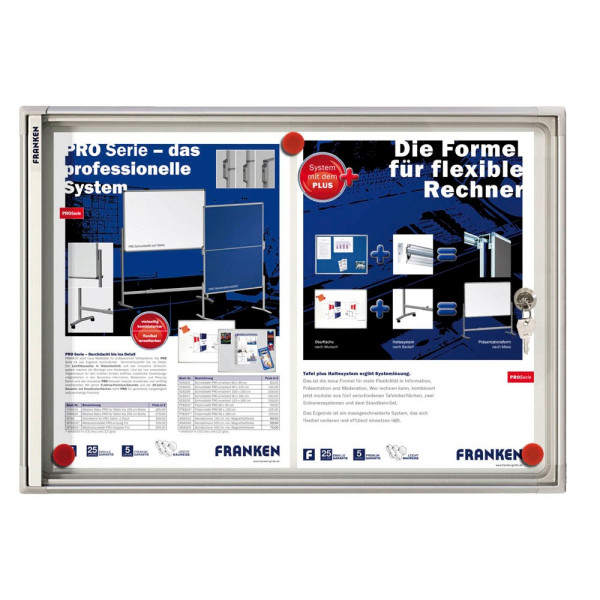 4016946193245 - Schaukasten X-tra Line 2 x A4 extraflach Metallrückwand weiß silber magnetisch