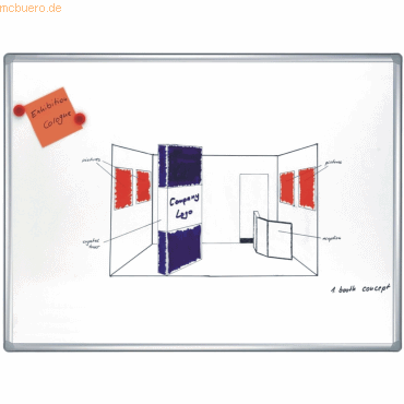 4016946206143 - Whiteboard PRO emailliert Wandmontage im Hoch- & Querformat Stahl weiß lackiert & Aluminiumrahmen magnethaftend Ablageschale 1200 x 2400 mm