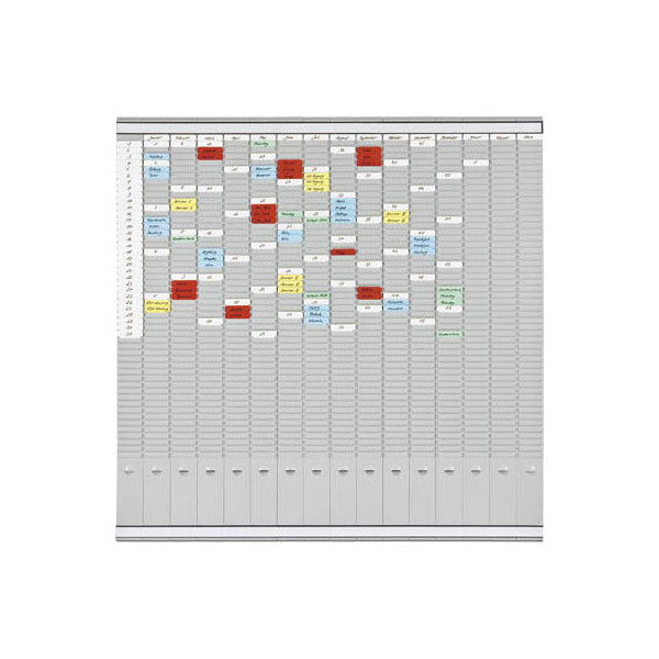 4016946210522 - FRANKEN T-Kartentafel Jahresplaner für 15 Monate plus Index 1008 x 1008 cm 16 Träger 50 Schlitze PV-SET5