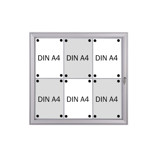 4016946223782 - Schaukasten Security 6 x A4 schwer entflammbar Metallrückwand weiß silber magnetisch