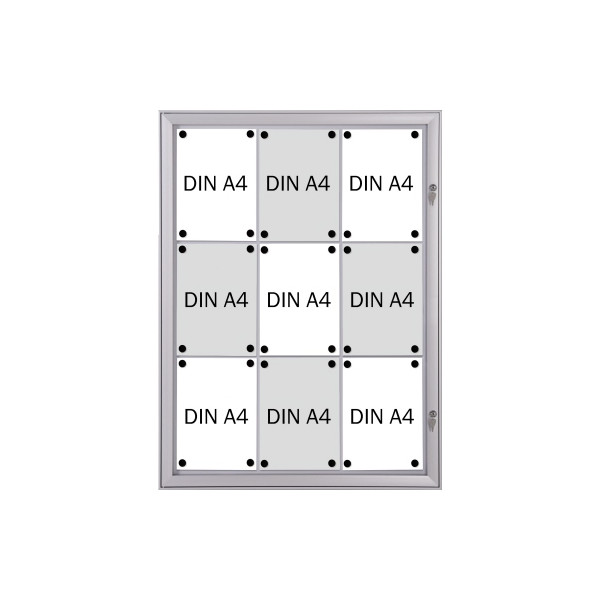 4016946223799 - Schaukasten Security 9 x A4 schwer entflammbar Metallrückwand weiß silber magnetisch