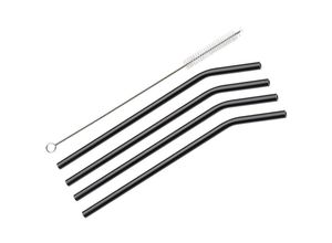 4017166150643 - Trinkhalme vetro nero gebogen - 4er Set - Cilio