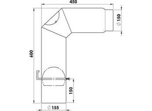 4017537304361 - FireFix Ofenrohrbogen 90° Ø 150 mm schwarz mit Reinigungstür