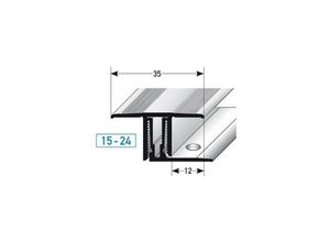 4017589684701 - Auer - Klick-Übergangsprofil   Übergangsschiene für Laminat   Parkett Southgate Höhe 15 - 24 mm 35 mm breit 2-teilig Aluminium