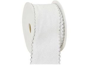 4017603027989 - Aida-Stickband weiß silber Breite 5 cm 5-m Rolle