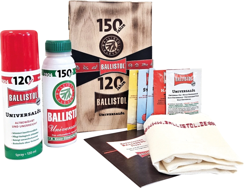 4017777210453 - BALL 21045 - Jubiläumsholzbox Ballistol-Universalöl 150 + 120 ml