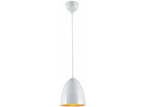 4017807257144 - - Pendellampe Pendelleuchte Hängelampe Hängeleuchte Esszimmerlampe Küchenleuchte Metall weiß orange 1x led 65W 570Lm warmweiß DxH 19x130cm