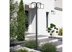 4017807282405 - Trio Leuchten - Moderne led Gartenlaterne cubango in Anthrazit IP54 - Höhe 200cm